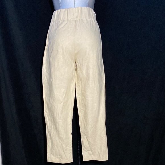 Darcy Pants XS Creamy Beige 100% Linen Ankle Length High Waist Pocket NEW - Picture 4 of 8